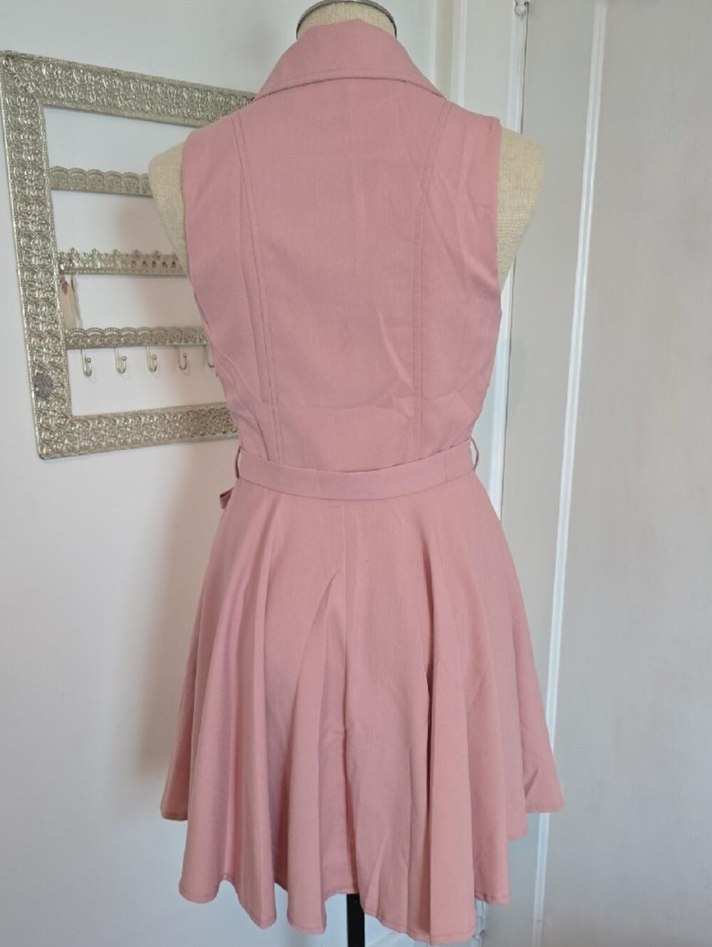 Sleeveless Wrap Skater Dress in Dusty Rose - Picture 2 of 4